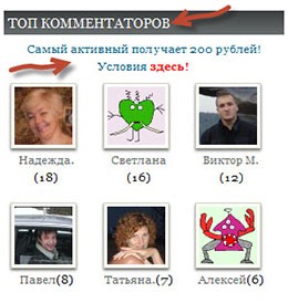 ТОП комментаторы блога
