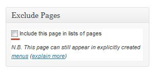 виджет exclude pages